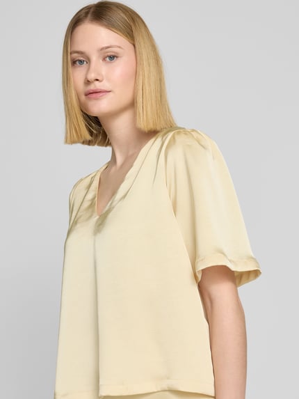 Neo Noir Blusenshirt mit V-Ausschnitt Modell 'Largo' Pastellgelb 3