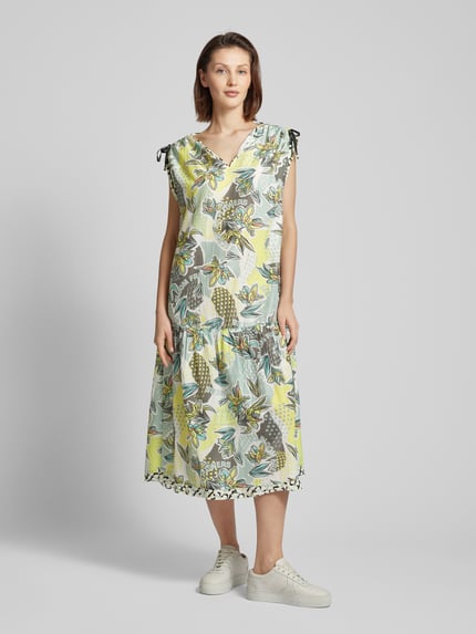 Marc Cain Midi-jurk met all-over bloemenmotief Mintgroen - 4