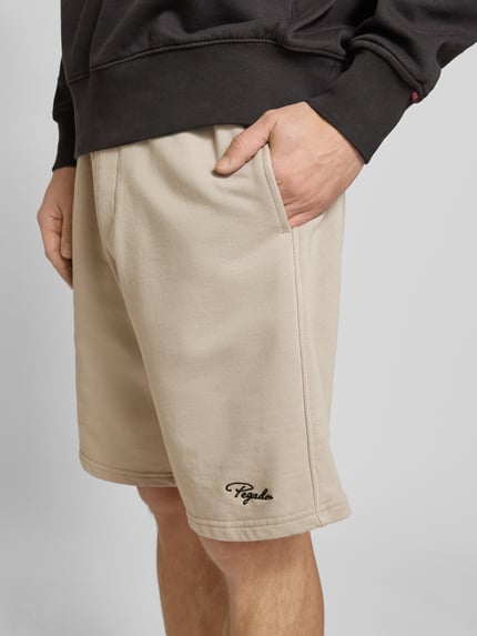 PEGADOR Regular Fit Sweatshorts mit Label-Stitching Modell 'TERRY' Taupe 3