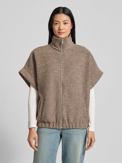 Emily Van den Bergh Relaxed Fit Strickjacke mit Stehkragen und 1/2-Arm Taupe 4