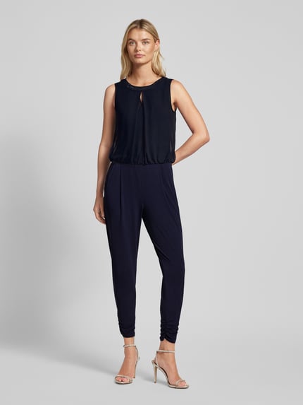 Vera Mont Jumpsuit mit Strasssteinbesatz Dunkelblau 4