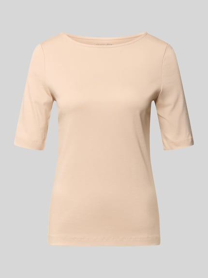 Productfoto, T-shirt met boothals van Christian Berg Woman van puur katoen, regular fit, effen design, ruglengte maat 36: 59 cm