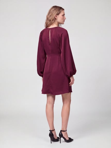 VERO MODA Minikleid mit Ballonärmeln Bordeaux Melange 4