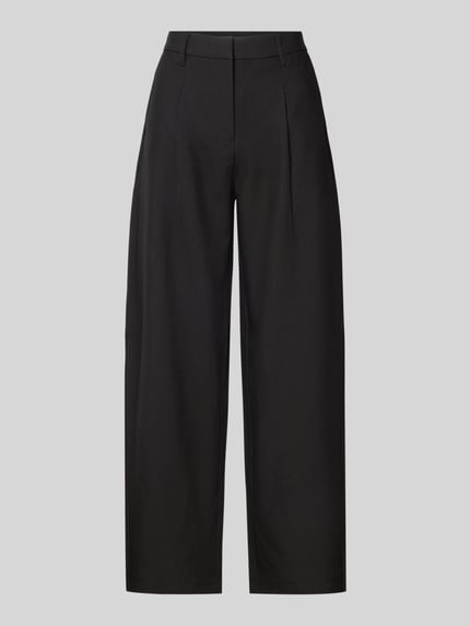 Produktfoto, schwarze Slim Fit Anzughose mit Viskose-Anteil Modell 'BOSELLA' von PIECES, glatte Oberfläche, gerade Form, Damen Anzughose