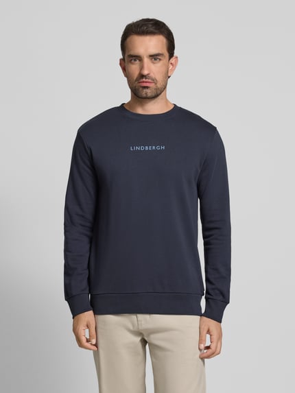 Lindbergh Sweatshirt mit Rundhalsausschnitt und Logo-Print Dunkelblau 4