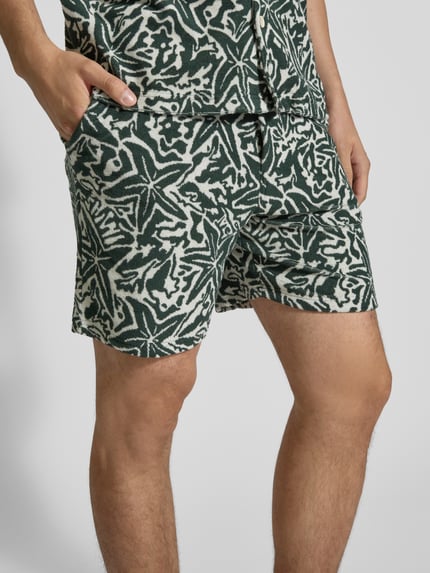 Shiwi Korte regular fit broek met tunnelkoord, model 'Tony' Donkergroen - 3