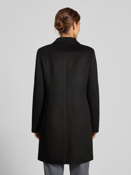 Jake*s Collection Płaszcz o kroju regular fit z dodatkiem wełny lana i kołnierzem z połami Czarny 5