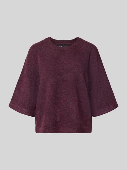 Produktfoto, Regular Fit Pullover mit 3/4-Ärmeln Modell 'SIMONI' von ONLY in Bordeaux mit lockerer Passform und weicher Textur, Damen Pullover von ONLY
