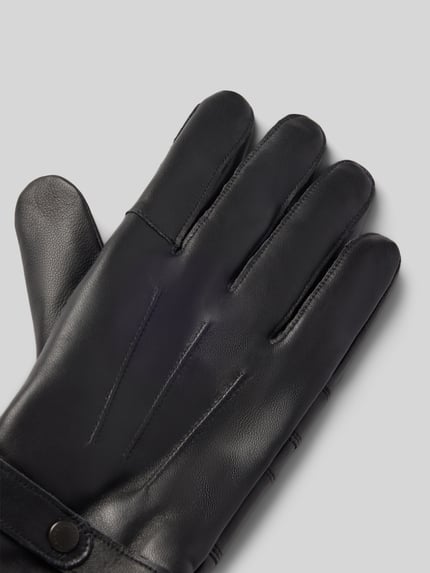 Barbour Rękawiczki ze skóry bydlęcej nappa z zapięciem na patkę BLACK 3