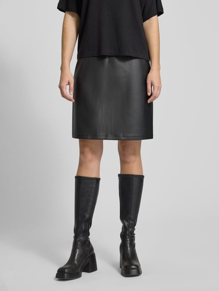 s.Oliver RED LABEL Uitlopende minirok in gladleerlook BLACK - 4