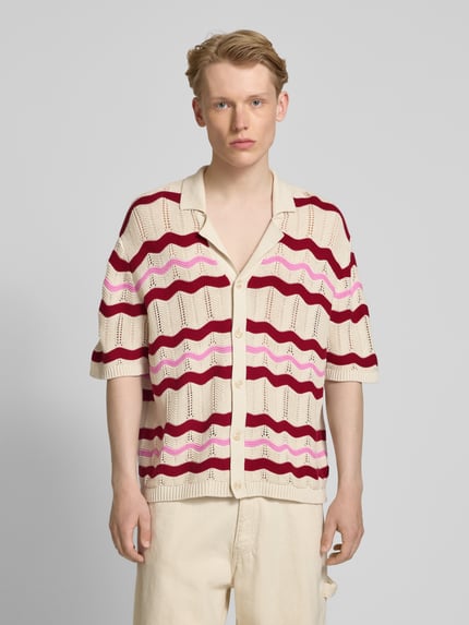 REVIEW X MATW Regular Fit gebreid overhemd met reverskraag Ecru gemêleerd - 4