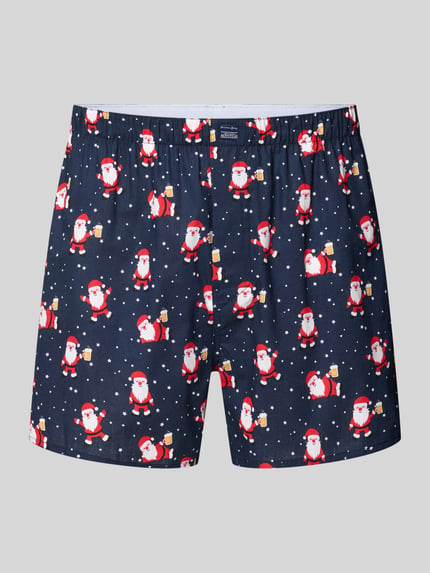 Christian Berg Men Boxershorts im Allover-Look mit elastischem Bund Dunkelblau 1