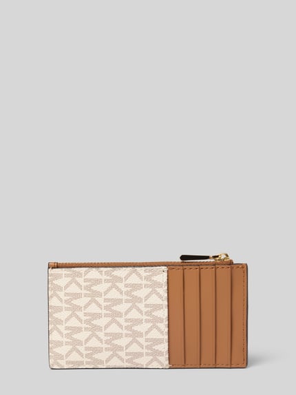 Productfoto, Portemonnee met logodetail Model 'Jet Set' van MICHAEL Michael Kors, All-over logoprint, hoofdvak met ritssluiting, steekvak