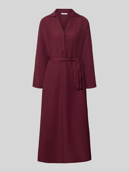 Produktfoto, Hemdblusenkleid mit kurzer Knopfleiste Modell 'Di44anaa' von ZABAIONE, Midikleid in dunklem Bordeaux, Viskose-Mix, taillierter Schnitt