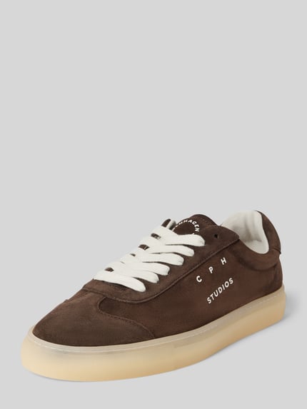 Copenhagen Ledersneaker mit Label-Print Modell 'CPH433' Dunkelbraun 1