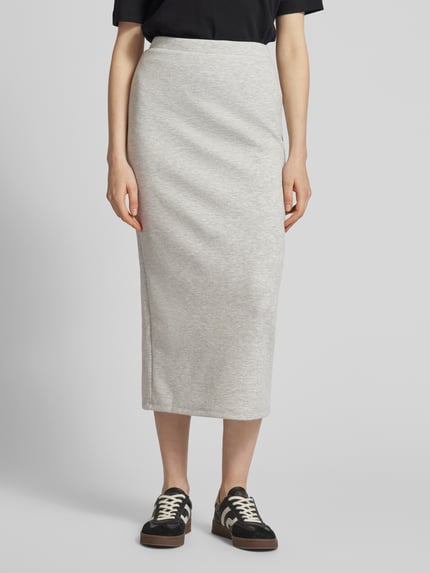 VILA Midirok met elastische band, model 'SANDY' Lichtgrijs - 4