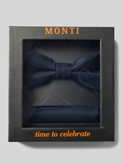 MONTI Strik en pochet in een set van pure zijde Marineblauw - 1