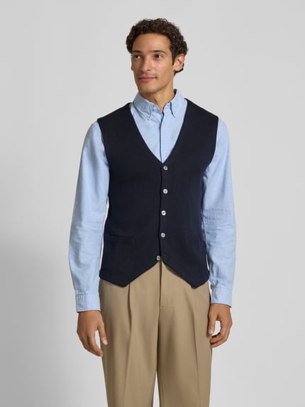 Christian Berg Men Slim Fit Weste aus Woll-Mix Marine 4
