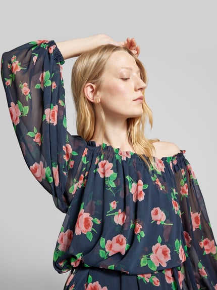ROTATE Maxi-jurk met bloemenmotief Marineblauw - 3