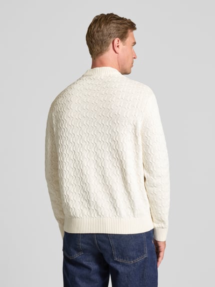 Selected Sweter o kroju relaxed fit z czystej bawełny model ‘PHILIP’ Złamany biały 5