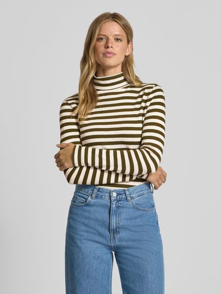 Marc O'Polo DENIM Bluzka z długim rękawem o kroju slim z czystej bawełny Oliwkowy 4