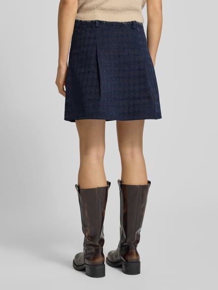 YAS Minirok met bandplooien, model 'VICKY' Marineblauw - 5