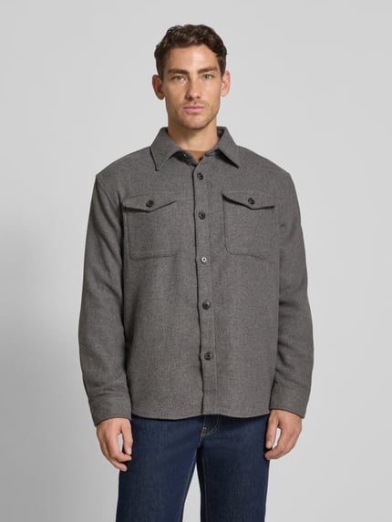 Selected Kurtka koszulowa o kroju regular fit z dodatkiem wełny model ‘LOSEPABLO’ Ciemnoszary 4