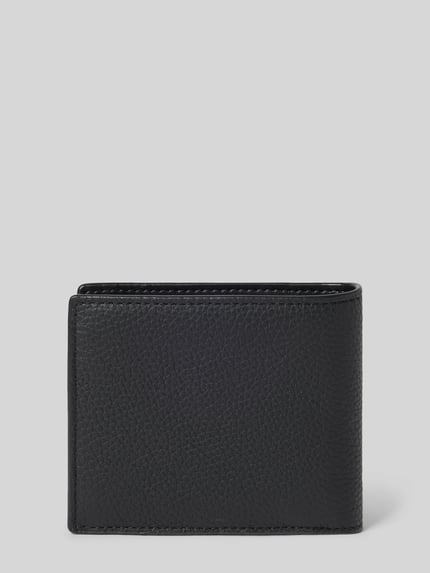 Produktfoto, portfel Portemonnaie mit Label-Detail Model 'HUDSON BILLFOLD' von Michael Kors, czarny, faktura skóry, przegródki na karty, przegródka na monety z zapięciem na zatrzask, detal z logo