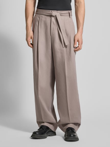 HUGO Regular Fit Weite Hose aus Hanf-Lyocell-Mix Modell 'FEDIX244F1X' Hellbraun 4