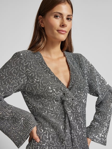 VILA Minikleid mit Paillettenbesatz Modell 'SANADU' Silber 3