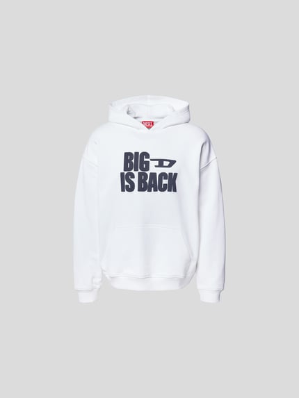 Diesel bluza z kapturem z nadrukiem z logo Biały 2