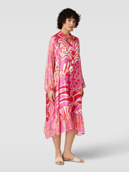 miss goodlife Midikleid aus Viskose mit Allover-Muster Pink 1
