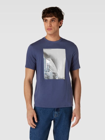 Armani Exchange T-shirt z nadrukowanym motywem Ciemnoniebieski 4