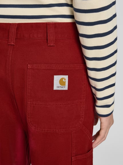 Carhartt Work In Progress Straight Jeans Hose mit Ziernähten Rot 3