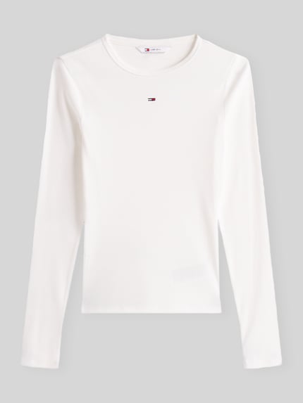Tommy Jeans Slim Fit Langarmshirt aus Baumwoll-Mix Offwhite 2