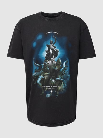 Mister Tee T-shirt z nadrukiem z motywem i napisem model ‘PUISSANCE LA MER’ Antracytowy 2
