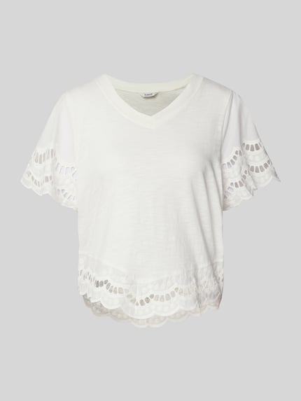 b.young T-Shirt mit Lochstickerei Modell 'PALORA' Offwhite 2