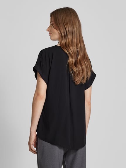 Montego Blouseshirt van viscose met ronde hals Zwart - 5