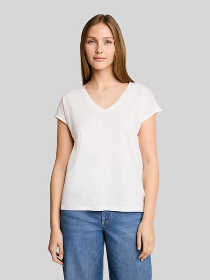 Tom Tailor Denim regular fit T-shirt van puur katoen Offwhite - 4