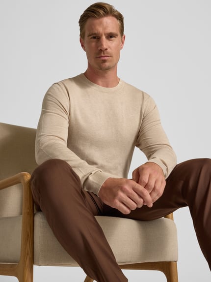 MCNEAL Gebreide pullover met geribde boorden Zand gemêleerd - 3