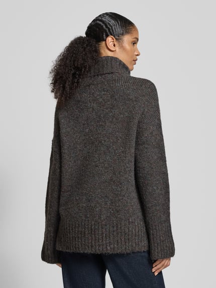 VERO MODA Loose fit coltrui met wol, model 'INGRID' Donkergrijs gemêleerd - 5