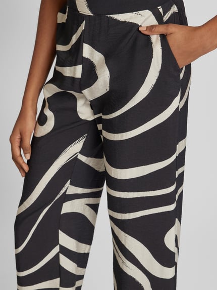 b.young Wide leg stoffen broek met all-over print, model 'Ibine' Zwart - 3