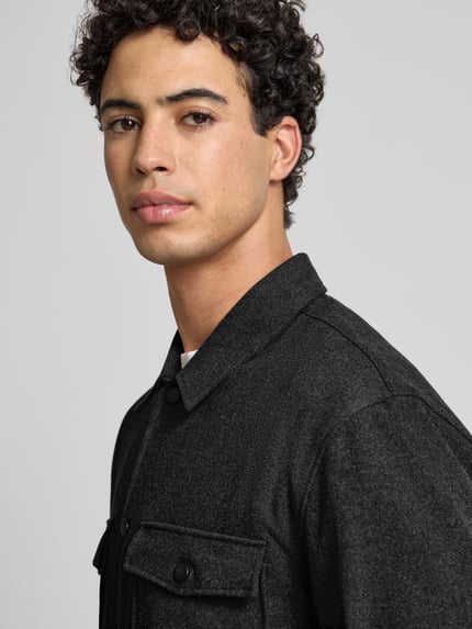 ONLY & SONS Regular fit overhemdjack met viscose, model 'MARK' Donkergrijs gemêleerd - 3