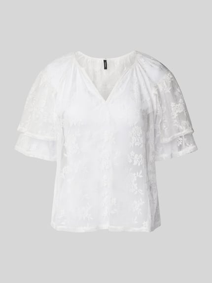 VERO MODA Loose Fit Blusenshirt aus Spitze Modell 'CELINE' Offwhite 2