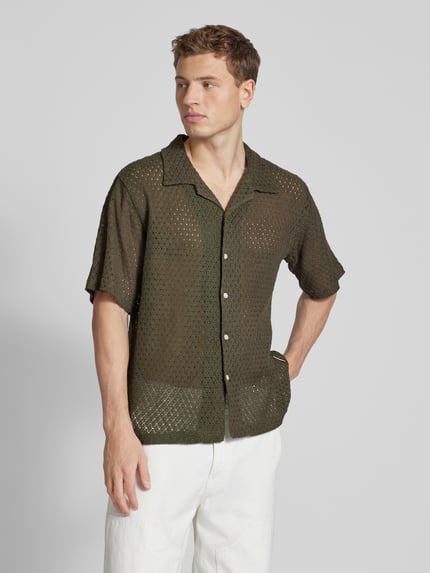 Redefined Rebel Regular Fit Freizeithemd mit Lochmuster Modell 'MADDEN' Dunkelbraun 4