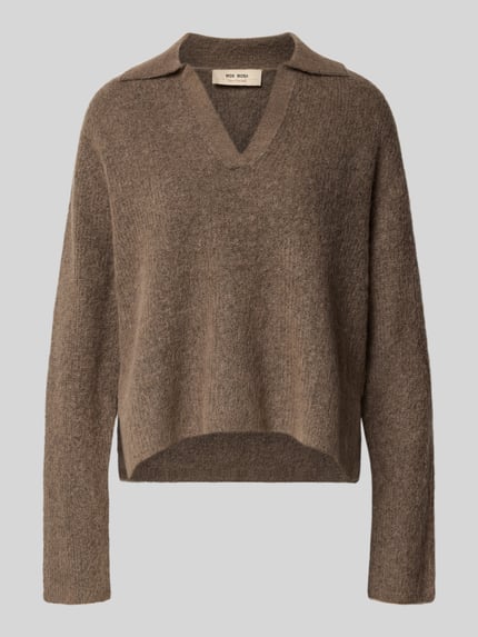 MOS MOSH Gebreide pullover van Mix van wol en alpaca Model 'Thora Aidy' Taupe - 2