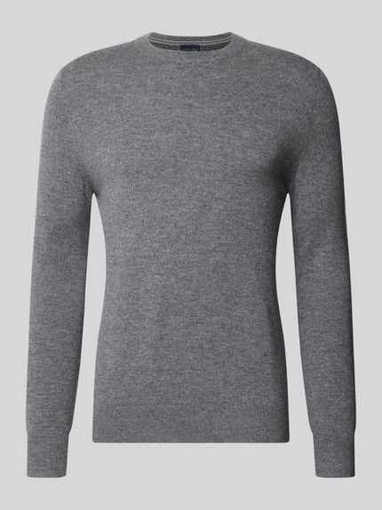 Produktfoto, Regular Fit Strickpullover aus Woll-Kaschmir-Mix von Christian Berg Men, effen design, ronde hals, Heren, ruglengte maat M 69 cm, mouwlengte maat M 73 cm