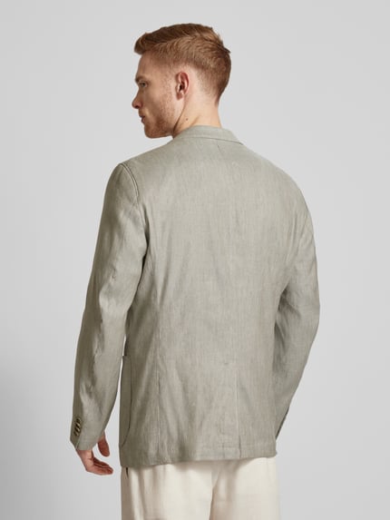 Christian Berg Men Marynarka z lnu krój comfort fit z brustaszetką Khaki 5