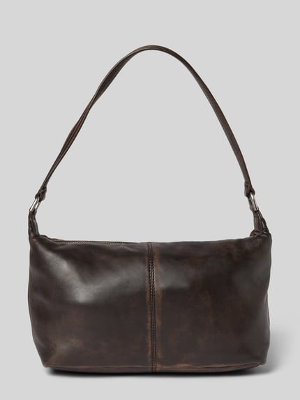 Produktfoto, Shoulder Bag mit Reißverschluss Modell 'Andrea' von LIEBESKIND BERLIN in Dunkelbraun mit glatter Textur, Außenfach, 33x18x10 cm, Schulterriemen 51 cm