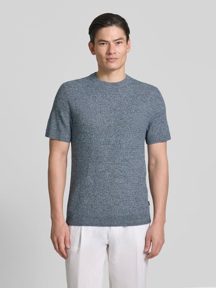 JACK & JONES Premium Bluzka z dzianiny z okrągłym dekoltem model 'RILEY' Jeansowy niebieski 4